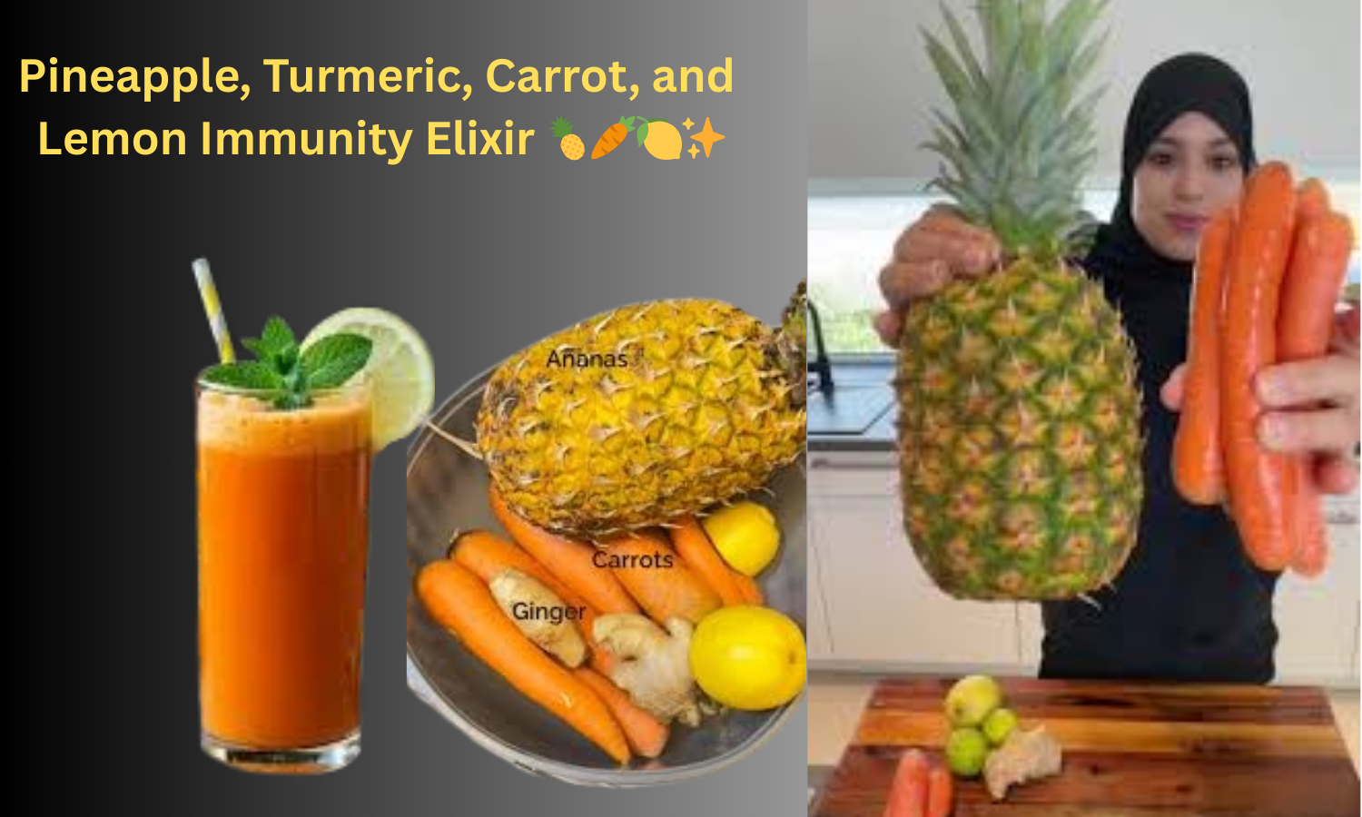 Perfect Pineapple, Turmeric, Carrot, and Lemon Immunity Elixir 🍍🥕🍋✨